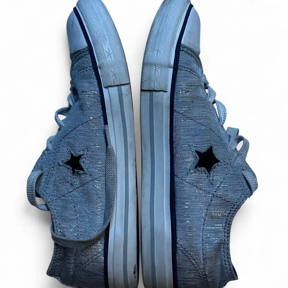 Grey converse silver low Girls‎ Size 3 EUC